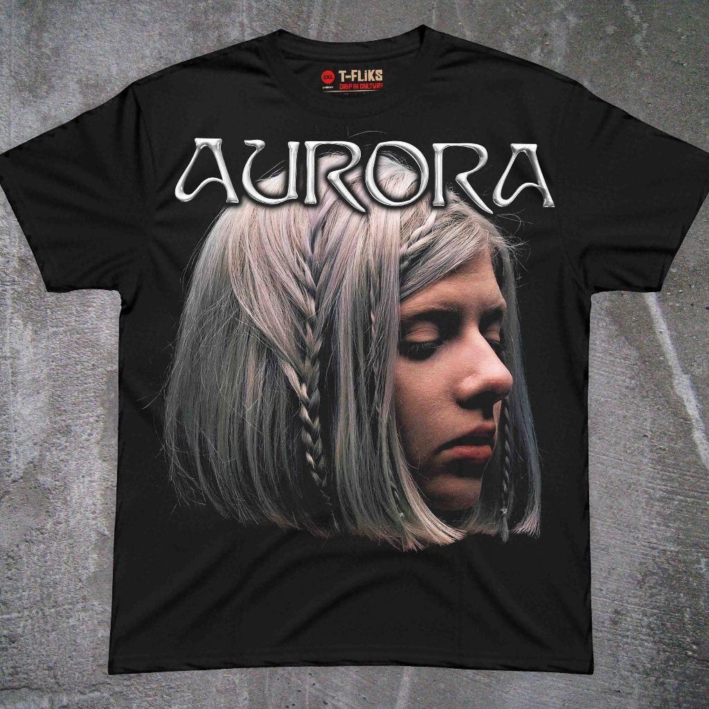 HOT OVERSIZE DISTRO T-SHIRT BAND AURORA RUNNING THE WOLVES BLACK