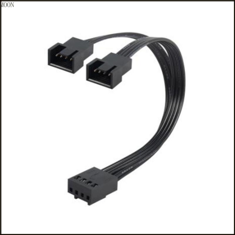MOON 1 ถึง 2 วิธี 4Pin PWM พัดลมสาย Splitter สีดํา Sleeved 13 ซม.สายต่อ