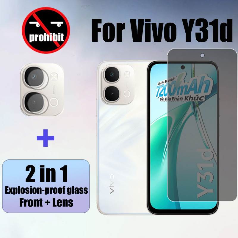 2026 กระจกนิรภัย Flim Vivo Y31d 2 in 1 กระจกนิรภัยส่วนตัว Anti-Spy คลุมทั้งหมดปกป้องหน้าจอ Anti Peek ฟิล์มความเป็นส่วนตัวสําหรับ Vivo Y21d Y04 Y29s Y29 Y19s Y100 Y28 Y18 Y38 4G 5G ฟิล์มกระจก & ฟิล์มกล้อง