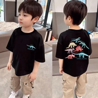 【จัดส่งภายใน 24 ชั่วโมง】 เสื้อยืดเด็ก / ลายโลกไดโนเสาร์ / ผ้าฝ้าย 100% / ขนาดเหมาะสำหรับเด็กอายุ 1-12 ปี