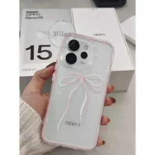 เคสสำหรับ OPPO Reno 16 16F 15 15F 14 14F 5G, OPPO Reno 16 15 14 Pro, OPPO Reno 15 Pro Max เคสโทรศัพท์ลายโบว์น่ารัก เคสกันกระแทกสองชั้นแบบนุ่ม 2-in-1