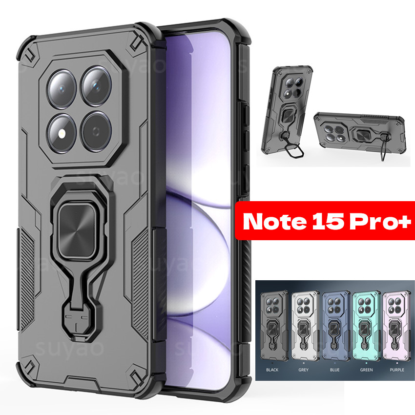 สําหรับ Redmi หมายเหตุ 15 Pro Plus ProPlus 14 2026 Multi-function เคสโทรศัพท์เกราะผู้ถือแหวนปลอก Note15Pro + Note15 Note15Pro แม่เหล็กกันกระแทกปกหลัง