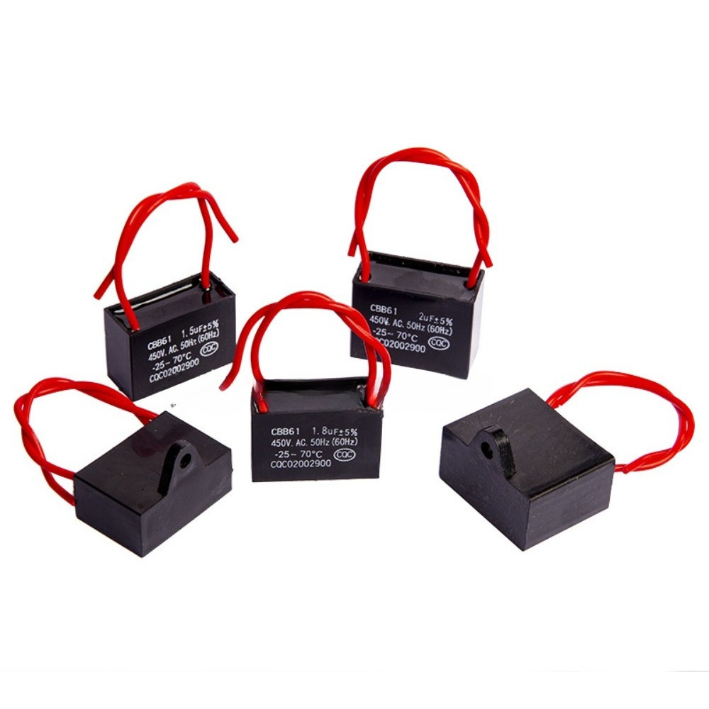 2PCS CBB61 พัดลมเริ่มต้นตัวเก็บประจุ 450V 1.5UF 2UF 4UF 5UF 6UF 7UF 8UF 10UF พัดลมเพดานมอเตอร์ Run ส