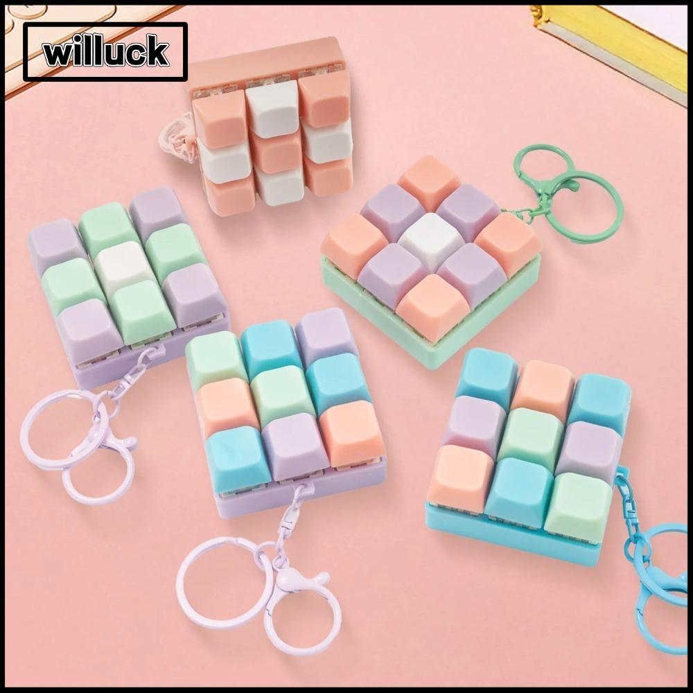 WILLUCK คีย์บอร์ดเกมพวงกุญแจ, Fidget Decompression ปุ่ม DIY ปุ่มกด 9 คีย์บอร์ดของเล่น, Anti Stress Finger ความเครียดบรรเทากระเป๋าสร้างสรรค์จี้ชายหญิง