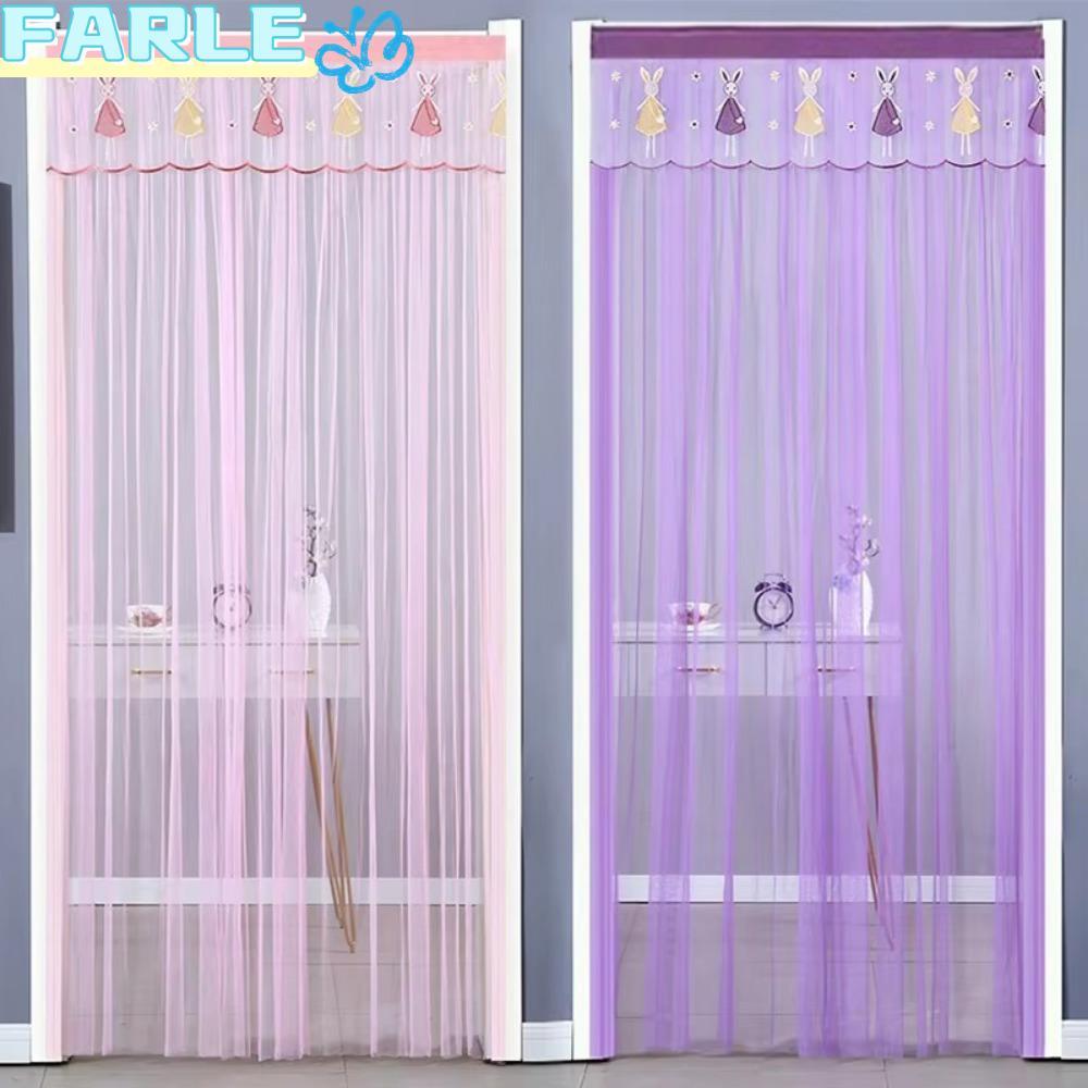 ม่านประตูหน้าจอ FARL, 100x200 ซม.เส้นด้ายระบายอากาศประตูม่าน,ป้องกันแมลงติดด้วยตนเองอัตโนมัติปิดลูกไม้เย็บปักถักร้อยผ้าม่านสําหรับห้องนั่ง
