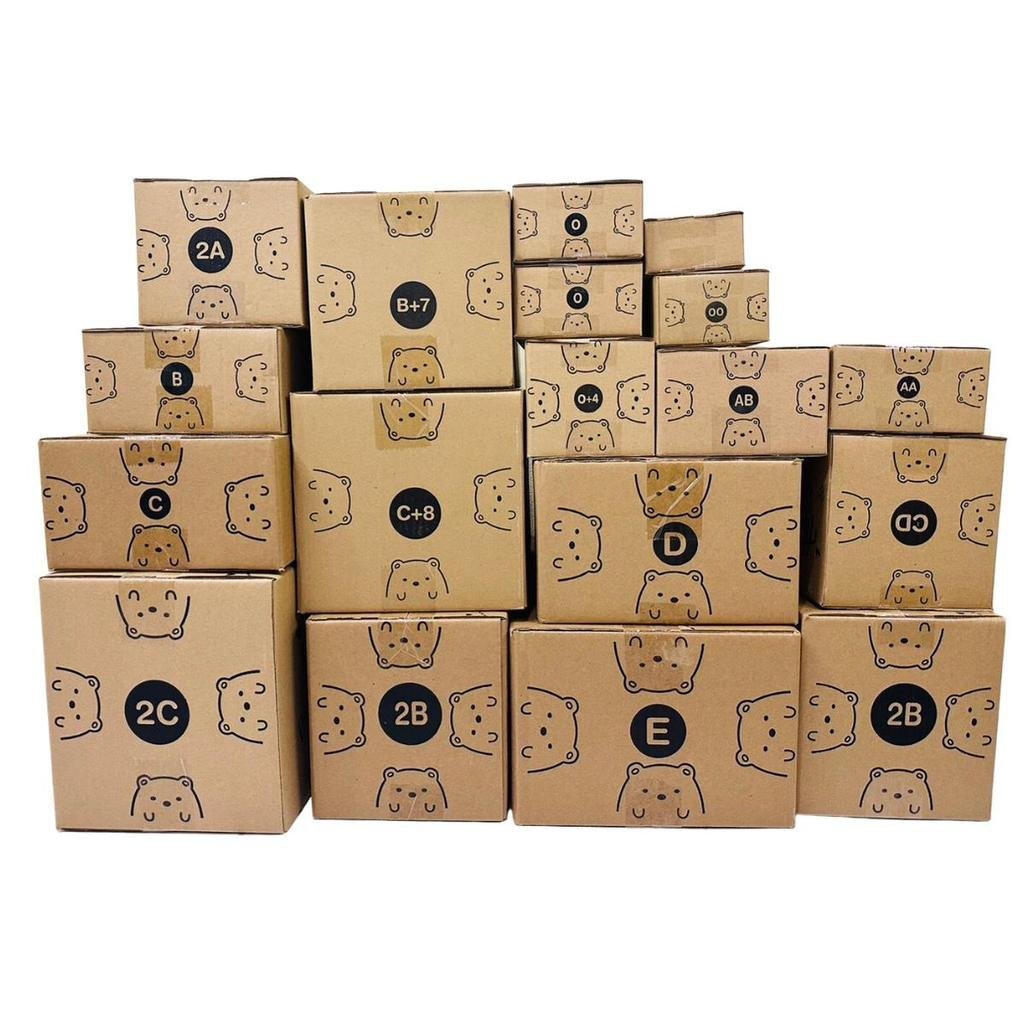 20262026กล่องพัสดุลายหมี ครบทุกขนาด ค่าส่งถูก 0 00 0+4 A AA AB 2A B C D E 2C CD C+8 B+7