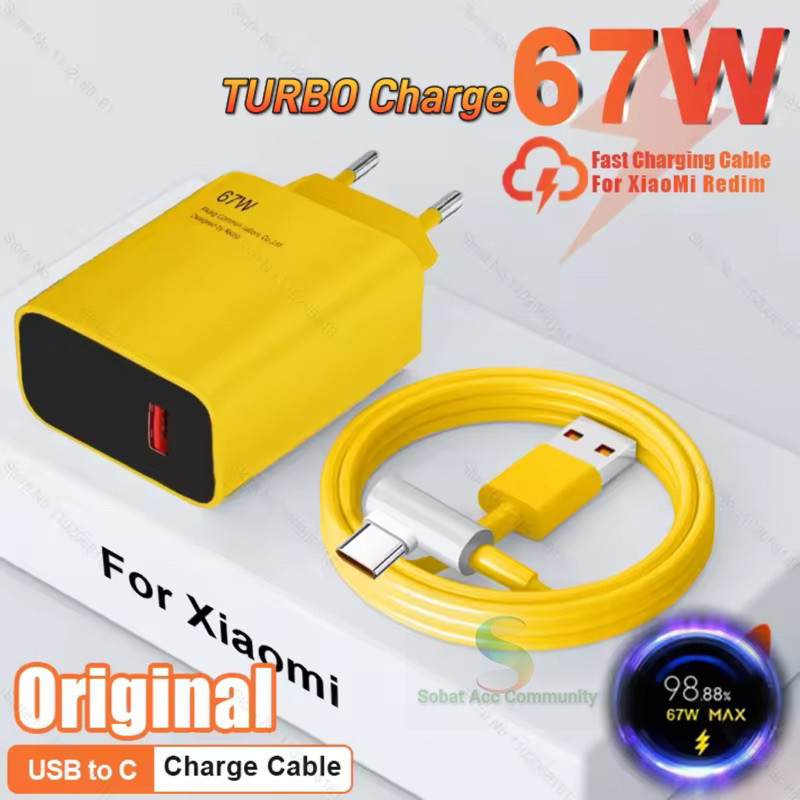 Xiaomi 67W TURBO Super Fast USB to Type C Redmi Note 13 12 11 10 10S 9 POCO X3 X5 X6 F3 F4 GT F5 M3 