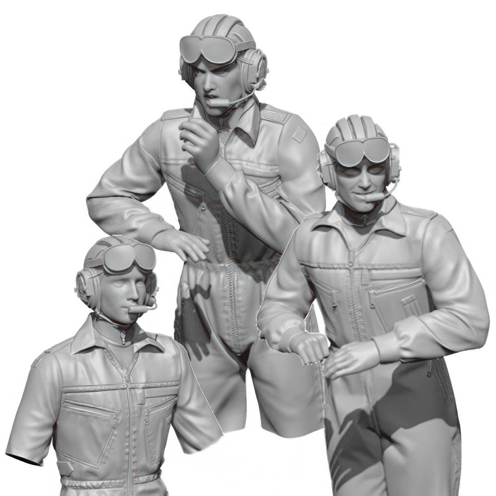 โมเดลเรซิ่น ทหารฟิกเกอร์ 1/35 WW2 Tank Crew 3 ชุด GK ธีมทหาร WWII ชุดประกอบและไม่ได้ทาสี