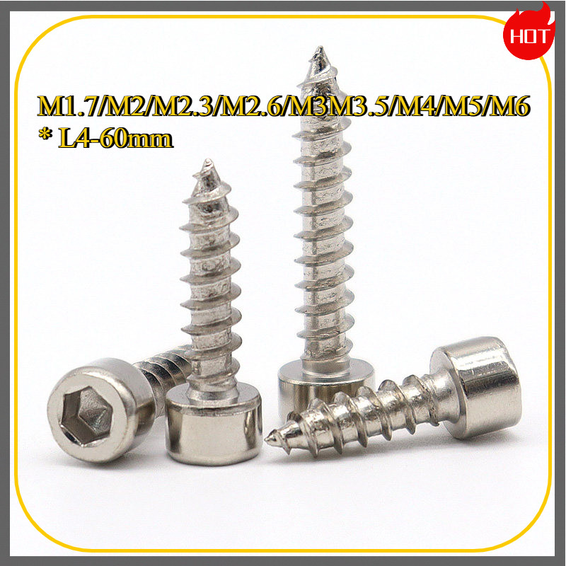 หัวจม สกรู เกลียวปล่อย （ชุบนิกเกิล） M1.7/M2/M2.3/M2.6/M3M3.5/M4/M5/M6 * L4-60mmDP001-5