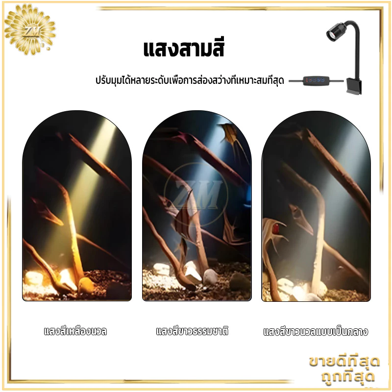 โคมไฟตู้ปลา LED ไฟเลี้ยงตู้ปลา ไฟคลิปตู้ปลา 3 สี การหรี่แสง ซูมได้ กันน้ำ หมุน 360°USB สําหรับตกแต่งตู้ปลา สำหรับตู้ปลา thumbnail 8