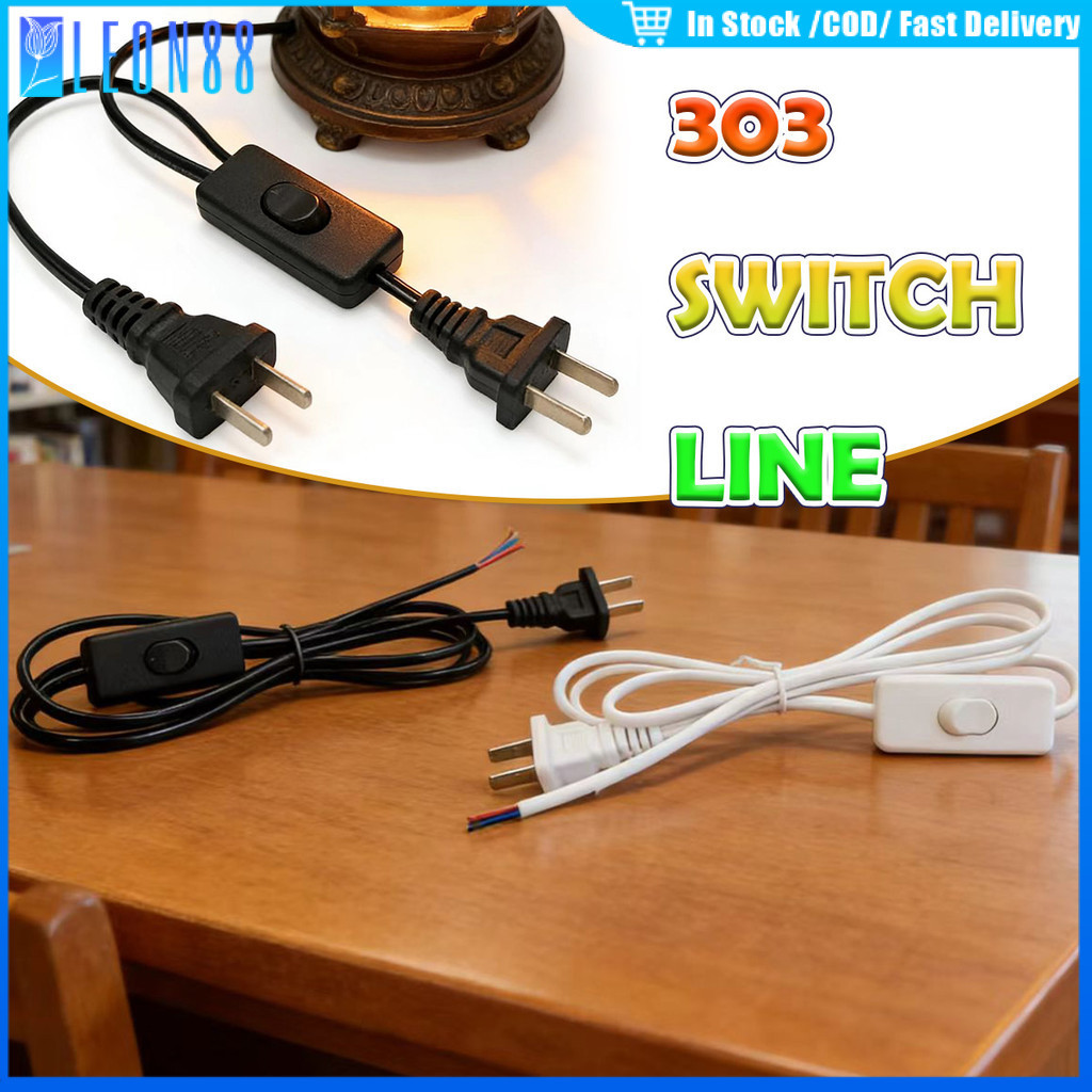 ของมาใหม่！สายไฟ AC พร้อมสวิทช์เปิด-ปิด ยาว1.8เมตร ขาเเบนelectrical wire cable สายไฟโคมไฟ 2*0.3mm²หุ้มPVC