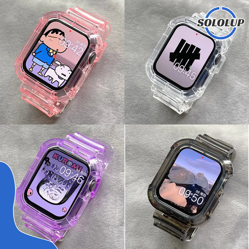 สายนาฬิกาเคส TPU ใส for Iwatch Apple Watch Series 11 10 9 8 7 6 5 4 SE 3 2 46mm 45mm 41 42 44 40 38mm