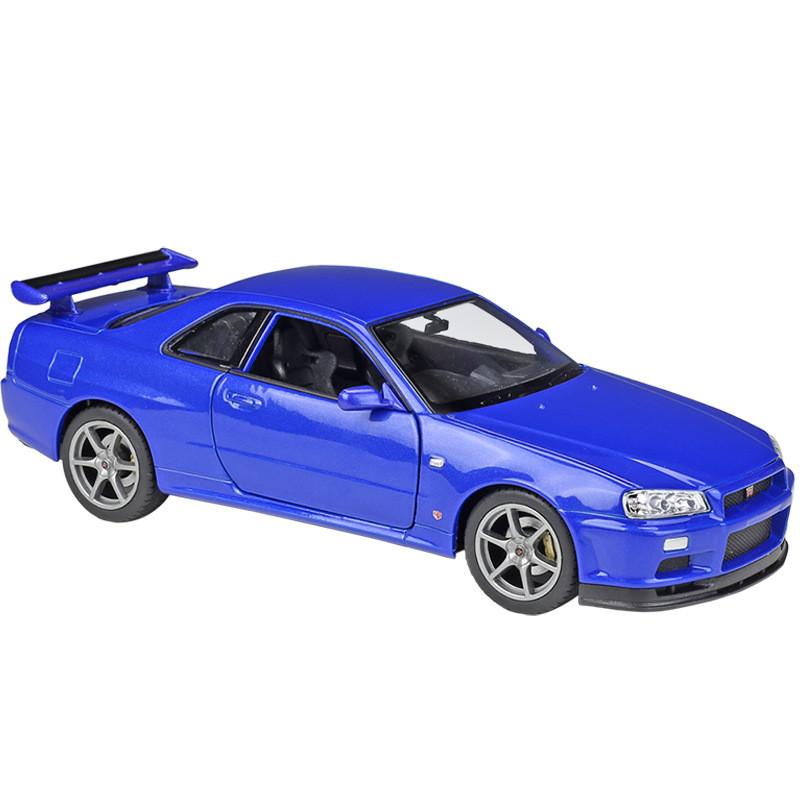 WELLY 1: 24 Nissan Skyline GT-R R34 จําลองรถรุ่นของเล่นคอลเลกชัน