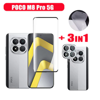 Poco M8 Pro 5G ฟิล์มกระจกนิรภัยสําหรับ Poco M8 M7 F7 C71 C75 ป้องกันหน้าจอ 3 ในเลนส์กล้องกระจก