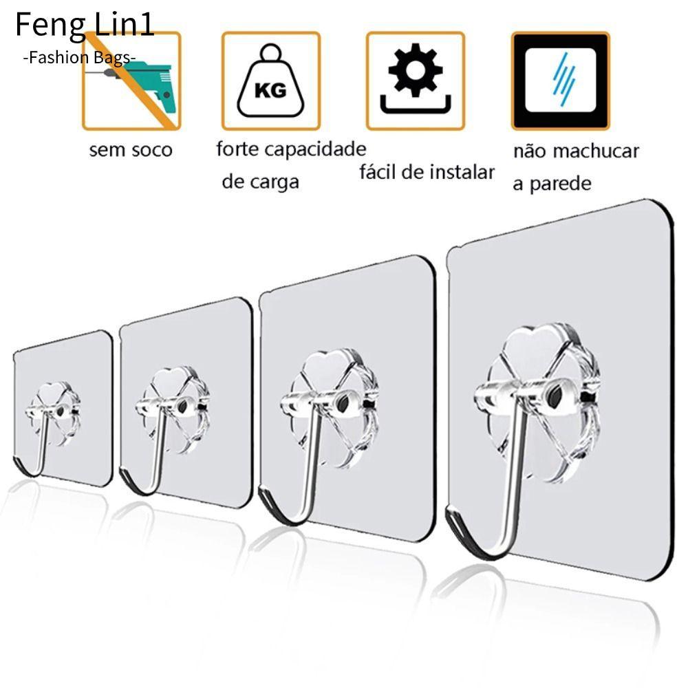 FLIN 1/3PCS ตะขอแขวนไม่มีรอยต่อ, Punch-free Multi-purpose Self-กาว Hooks,โปร่งใสHeavy Load Strong Wallประตูแขวน
