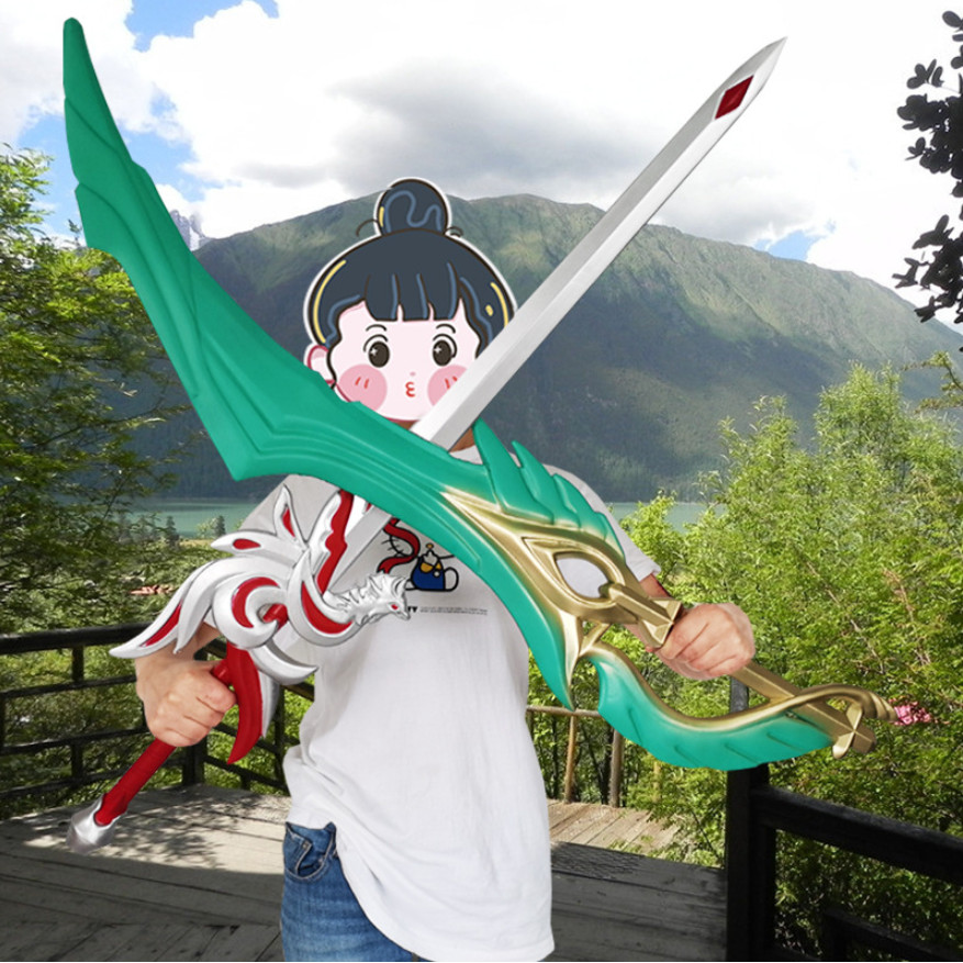 อะนิเมะ PU ยางนุ่มอาวุธรุ่น Qinglian ดาบ Fairy Li Bai Fengqiuhuang Dawn Guardian Tachibana Ukyo ยูรี