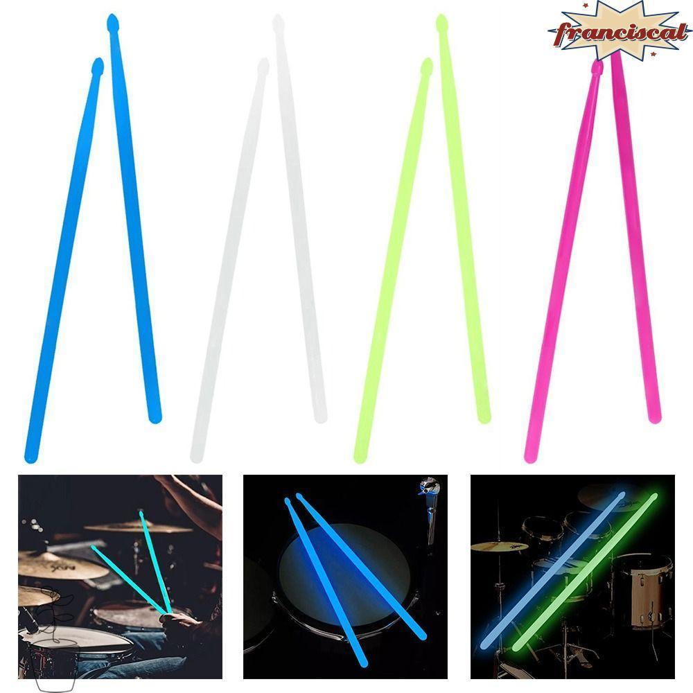 FRANCISCAL Drum Sticks, 5A Luminous Luminous Drumsticks, Night Light Glow Drum Sticks อุปกรณ์ไนลอนกล