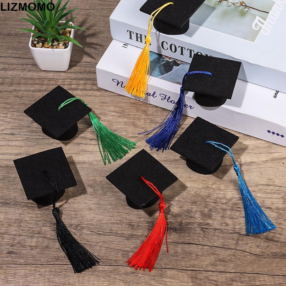 LIZMOMO 6 ชิ้น Bachelor Cap ตุ๊กตาพู่ DIY หมวกทรงสูง