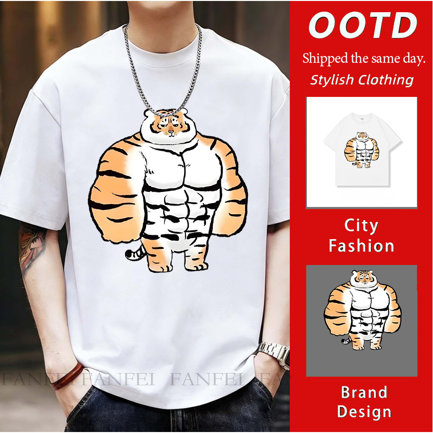 จัดส่งตลอด 24 ชั่วโมง Fanfei Men Casual T-Shirt เสื้อยืดบุรุษสวมใส่สบาย ทรงหลวม สวมใส่สบายได้ทุกวัน #6741