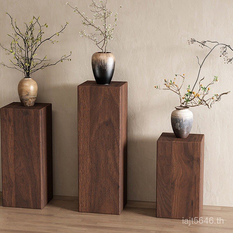 Retro สีไม้ Solid Square ไม้ Stump ดอกไม้ฐานไม้ Stump Entrance Lonely B & B Stump Root แกะสลักเครื่อ