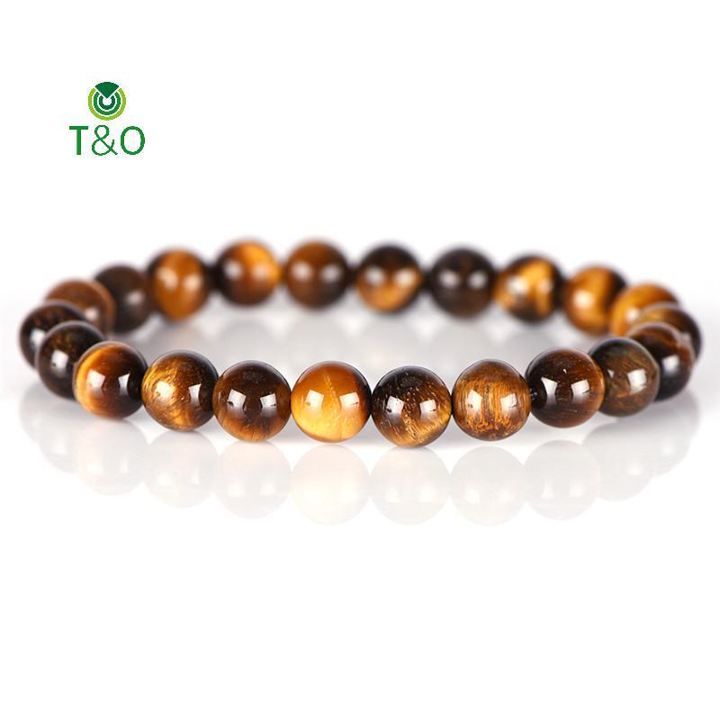Tiger Eye Stone Bracelet ธรรมชาติ Tiger Eye Stone สวมได้ทั้งผู้ชายและผู้หญิง