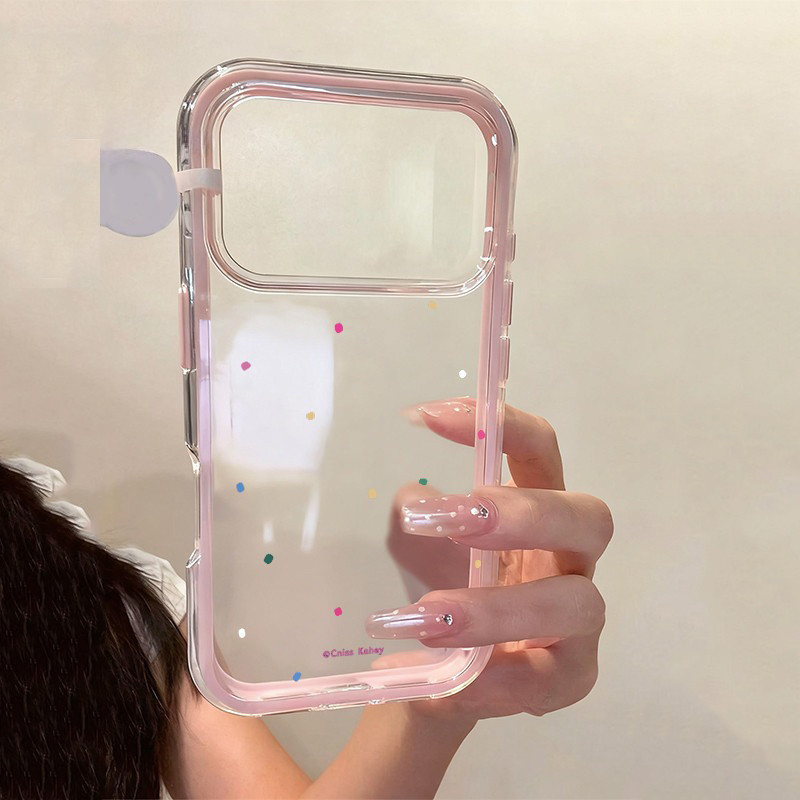 สำหรับ IPhone 13 16 11 17 15 12 14 air Pro Max XR XS X Max 14 15 16 Plus เคสใสกันกระแทกทรงสี่เหลี่ยมสีสันสดใส 2 in 1