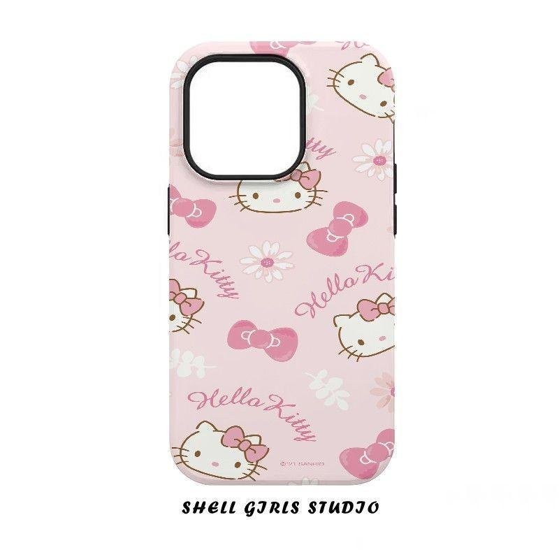 เคสโทรศัพท์ลายการ์ตูน Hello Kitty 2 in 1 กันกระแทก, เหมาะสําหรับ iPhone 17/16/15/14/13/12/11 Series 