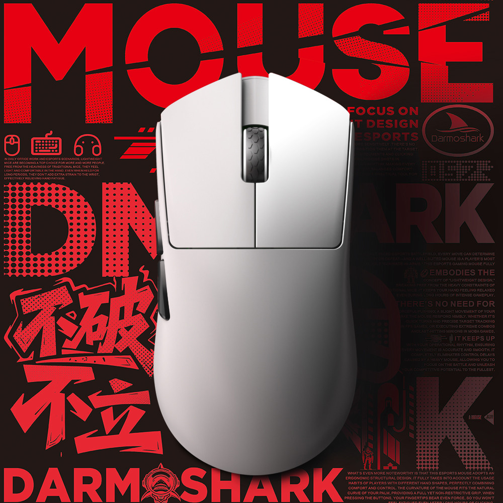 Darmoshark M9 เมาส์บลูทูธไร้สาย 500mAh PAW3950 8K Nordic N54L Big-Hand Ergonomic น้ําหนักเบา Esports
