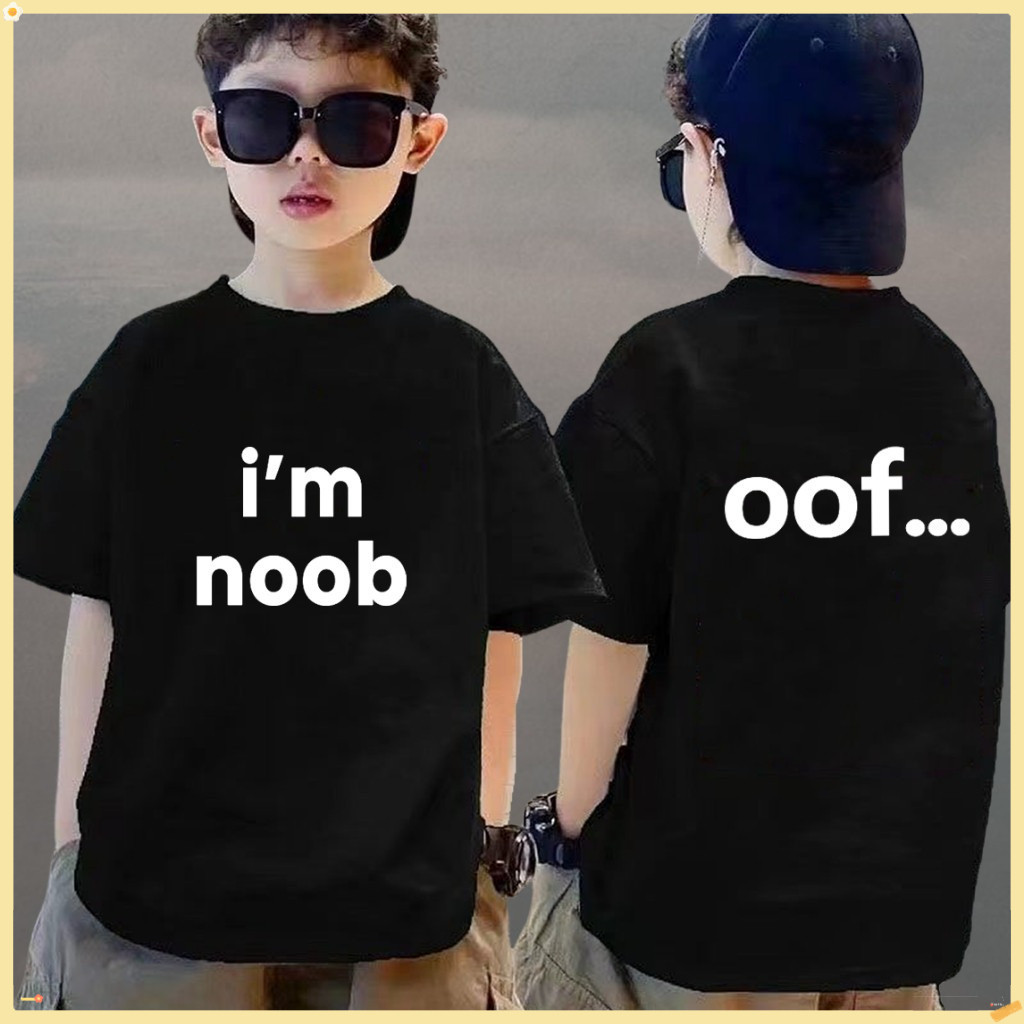 Yout-children เสื้อเด็ก ของเด็ก เสื้อคอกลม cotton ลายพิมพ์ทันสมัย 'I'M NOOB' สบายและนุ่ม ระบายอากาศด