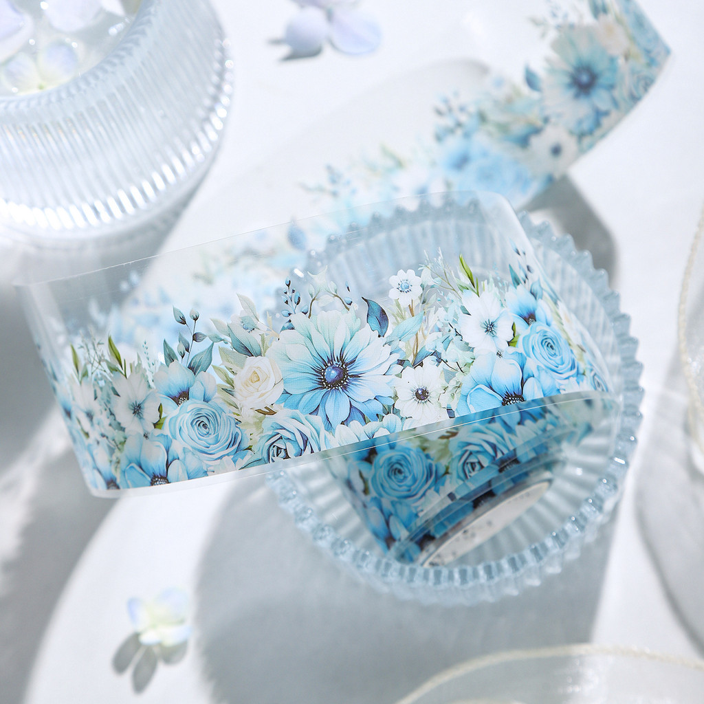 วันที่สวยงาม PET เทป Snow Garden Series ดอกไม้ภูมิทัศน์คู่มือ DIY วัสดุสติ๊กเกอร์ตกแต่ง 6 รูปแบบ