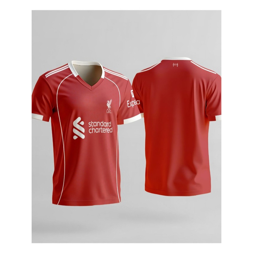MERAH Liver.pool 2025/2026 เสื้อฟุตบอลสีแดงและสีขาว