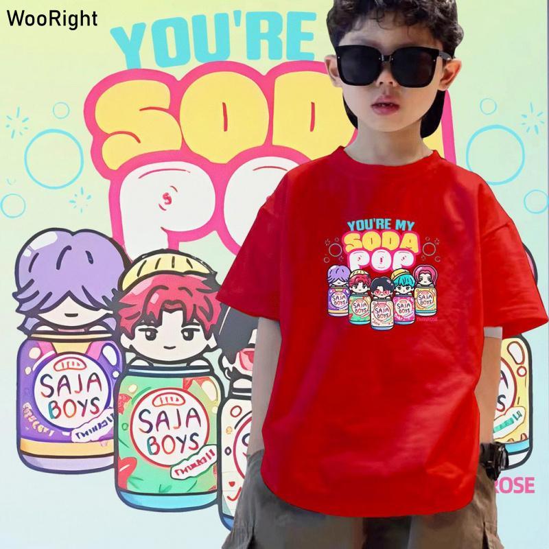 เสื้อเด็ก สบาย ซม. ที-เชิร์ต หวาน แนะนำ ยาว Boys Soda Pop KPOP