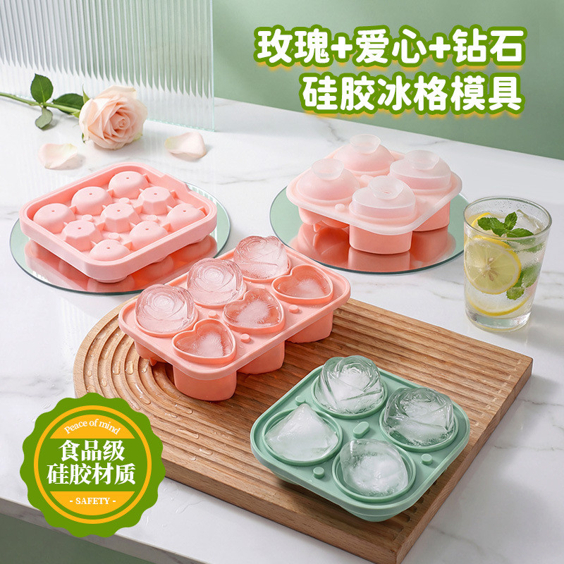 Rose Ice Ball Ice Cube Mold Ice Box Love Ice Tray Diamond Ice Tray Rose Ice Cube Mold Ice Mold WEFA