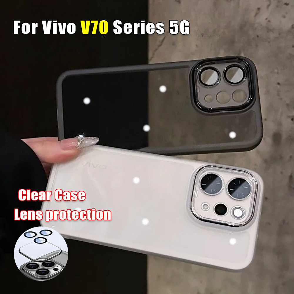 ปลอกสีสันสําหรับ Vivo V70 V60 VivoV70 V70Elite V 70 Elite V 60 5G สแควร์โปร่งใสเคสโทรศัพท์แฟชั่นคู่กันกระแทกเลนส์กล้องป้องกันกรณีปกหลัง