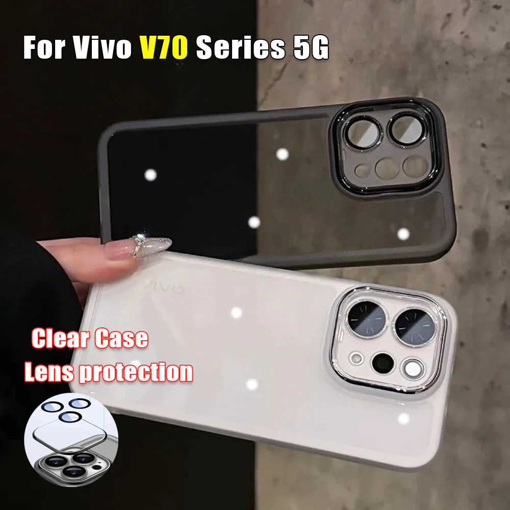 ปลอกสีสันสําหรับ Vivo V70 V60 VivoV70 V70Elite V 70 Elite V 60 5G สแควร์โปร่งใสเคสโทรศัพท์แฟชั่นคู่กันกระแทกเลนส์กล้องป้องกันกรณีปกหลัง