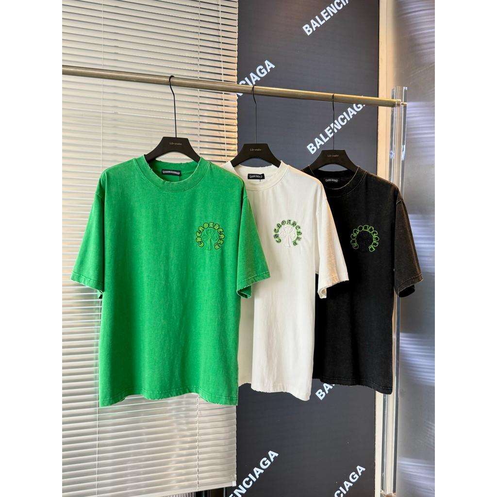 Chrome Hearts/Chrome Hearts/2026 ต้นฤดูใบไม้ผลิสไตล์ใหม่เสื้อยืดแขนสั้นผู้ชายสไตล์ผู้หญิงสไตล์คู่รอบ