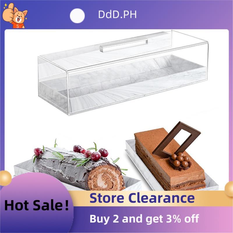 ขาตั้งเค้กรูปสี่เหลี่ยมผืนผ้าพร้อมฝาปิด Marbleized Grain อะคริลิคสําหรับถาดเสิร์ฟสี่เหลี่ยมผืนผ้า Pa