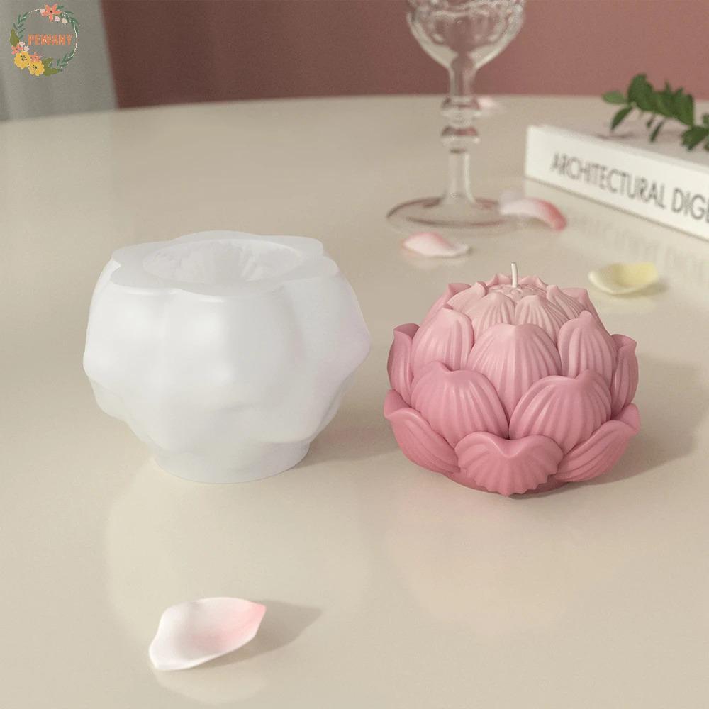 PEWANY แม่พิมพ์เทียนซิลิโคน, งานฝีมือ DIY แม่พิมพ์ดอกบัวตลก, Creative Handmade Reusable 3D อีพ็อกซี่เรซินแม่พิมพ์เค้กตกแต่ง