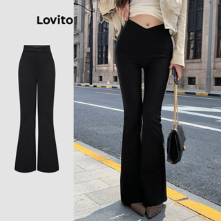 Lovito กางเกงลําลอง ฤดูร้อน ไขว้Pants สําหรับผู้หญิง L120ED2…