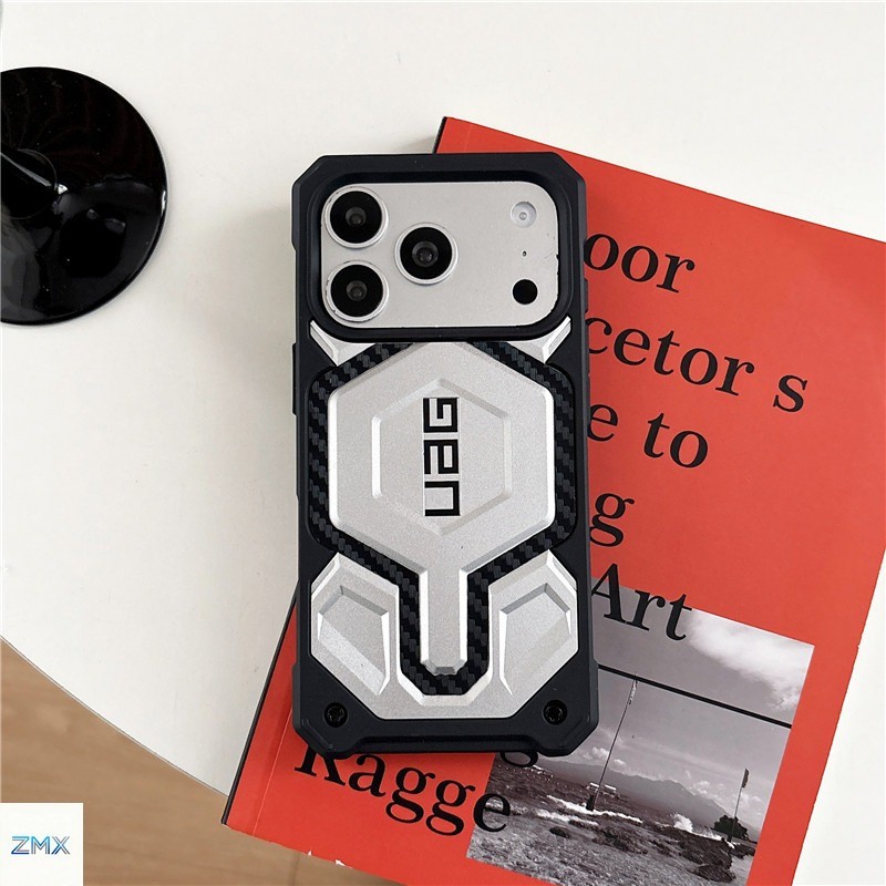 UAG เคสแม่เหล็กสีเงินคาร์บอนไฟเบอร์สําหรับ iPhone 17 Pro Max 17Pro ฝาครอบกันกระแทกสําหรับงานหนักที่ท