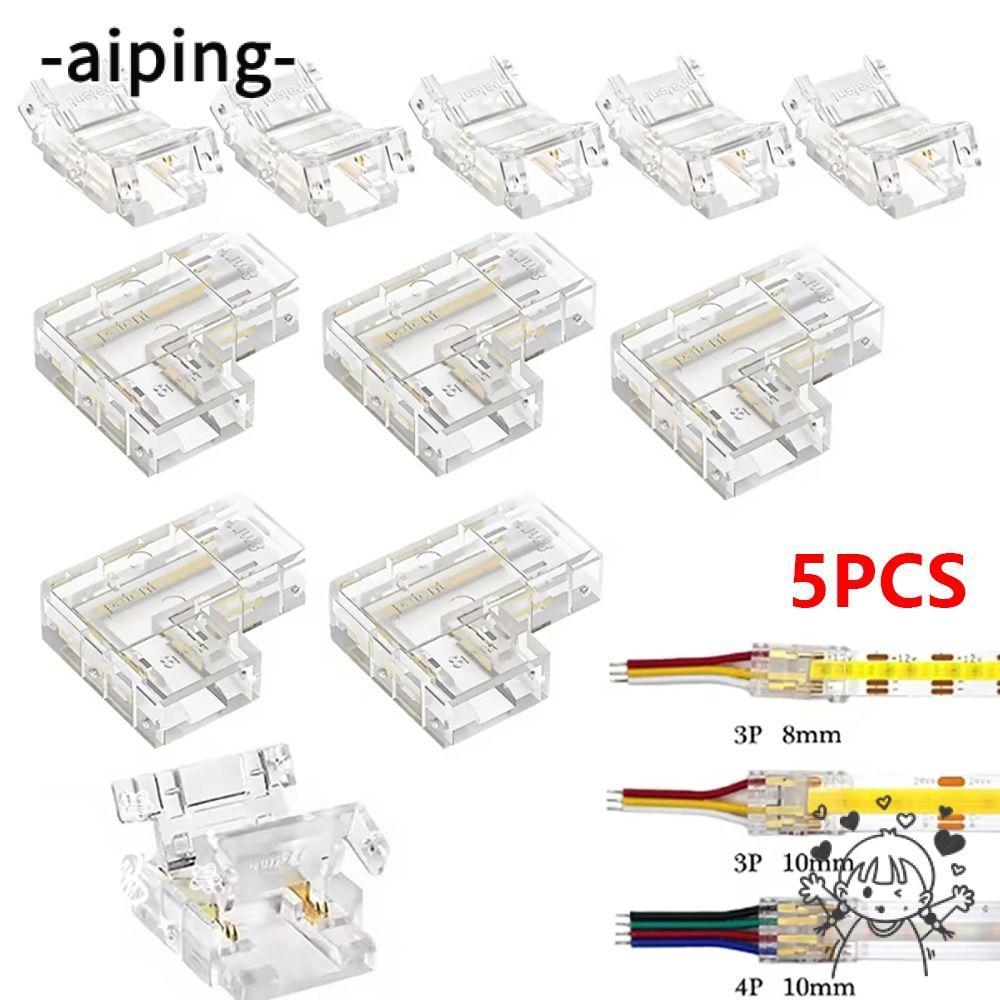 AIPING 5 ชิ้น/เซ็ต COB Connector, 2/3/4Pin Mini Buckle L-Shaped มุม, Universal Solderless โปร่งใส LE
