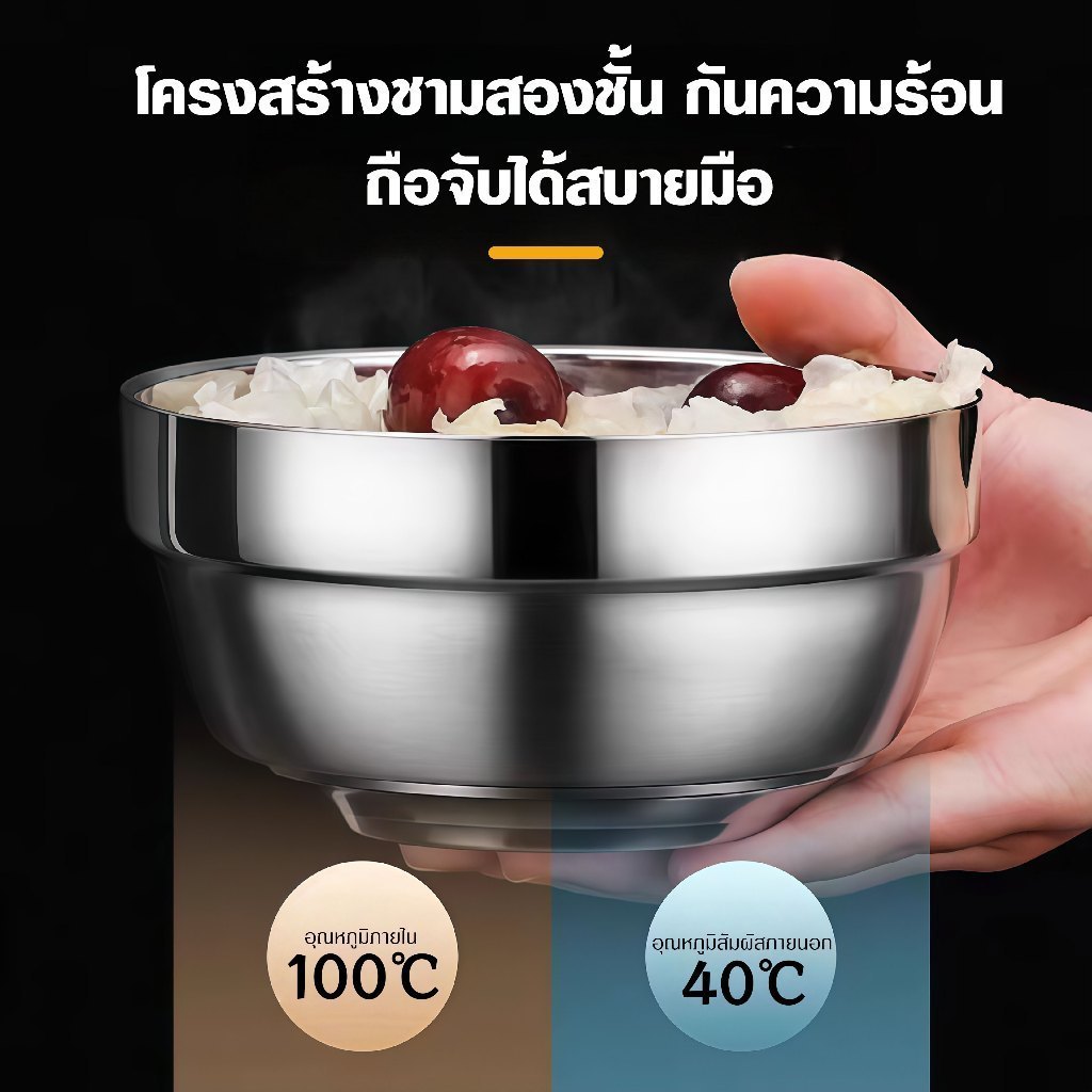 【ส่งในไทย】ชามสเตนเลส ชามเกาหลี ชามสองชั้นสไตล์เกาหลี รูปที่ 5