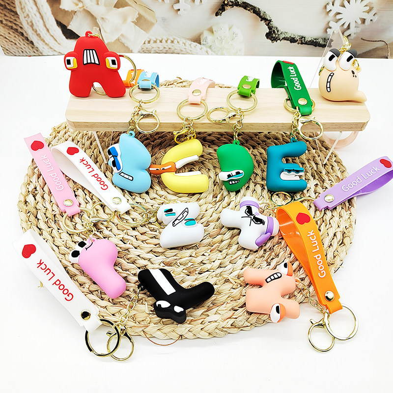 พวงกุญแจ alphabet Alphabet Lore ตัวอักษรตำนานตัวอักษรพวงกุญแจตุ๊กตาการ์ตูนของเล่นพวงกุญแจจี้แบบเดียว