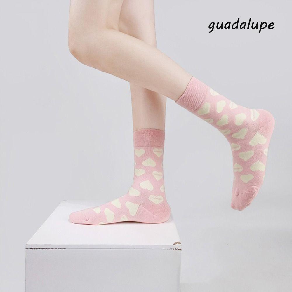 GUADALUPE1 Love Mid-Tube Socks, Valentines Day Funny Love Heart Socks, Fashion Warm Sweet Women Sock