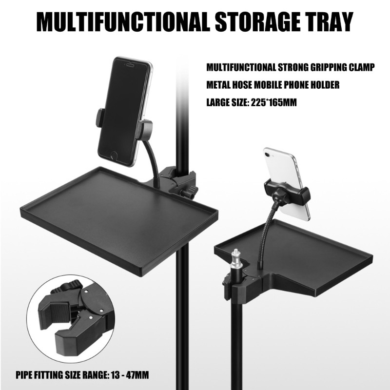 RUN Functional Studio Mic Stand ถาด 13-47 มม.คลิป Fit อุปกรณ์ส่วนใหญ่โทรศัพท์ถือ