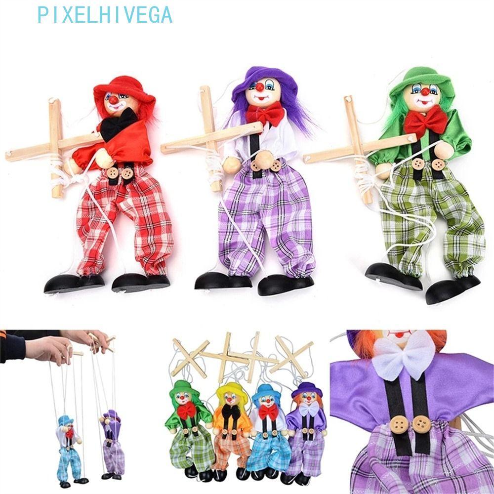 PIXELHIVEGA Puppet Clown Joint กิจกรรมสําหรับปีใหม่ของขวัญเด็ก Vintage Funny Handmade Puppet