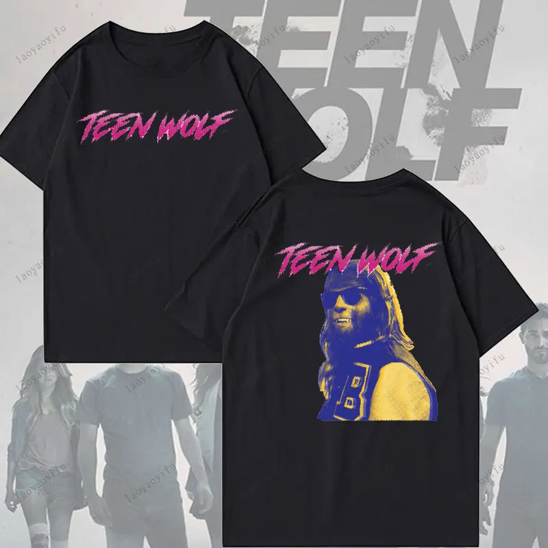 เสื้อยืดคอกลมพิมพ์ลายสไตล์ทันสมัย Teen Wolf สำหรับผู้หญิงและผู้ชาย เสื้อยืดฮาราจูกุลำลอง เสื้อยืดสตร