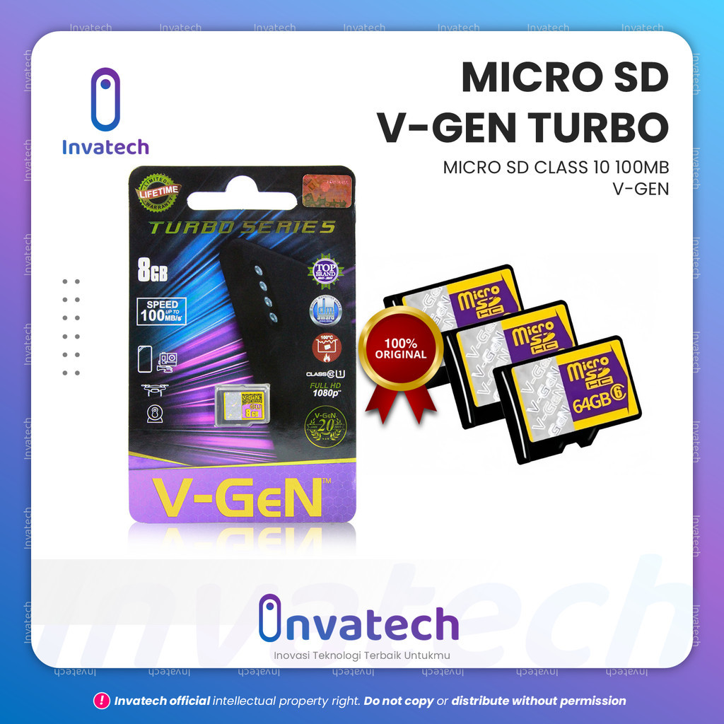 หน่วยความจํา V-Gen Turbo Series Class 10 100Mbps - Class 6 48Mbps – MicroSD ความเร็วสูงดั้งเดิม 4GB 