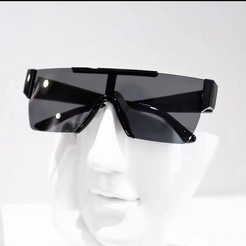 韩版方形银色未来感半框连体帅气墨镜男潮Y2K显脸小防晒太阳镜3.1Korean-style Square Silver Futuristic Half-frame One-piece Stylish 