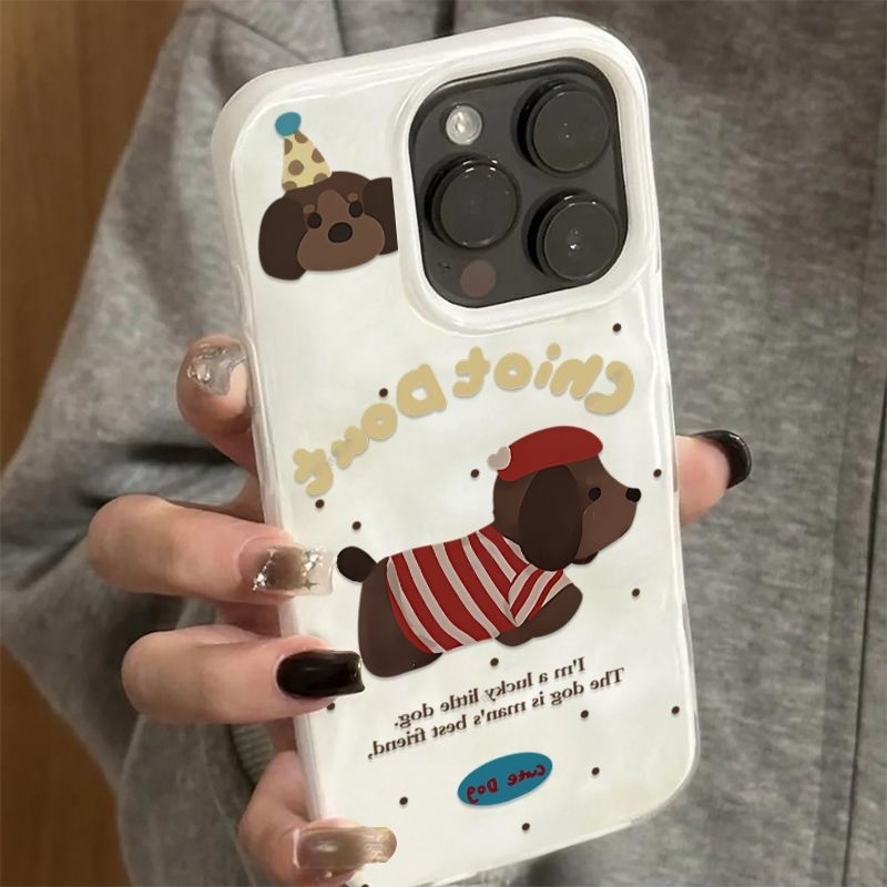 🔥สินค้าพร้อมส่ง! 🐶เคสสุนัขน่ารักสีครีม สไตล์Ins For iPhone 16 Pro Max 13 15 11 17 14 Plus 12 XR สไตล์ไม่ซ้ำ เคสโทรศัพท์